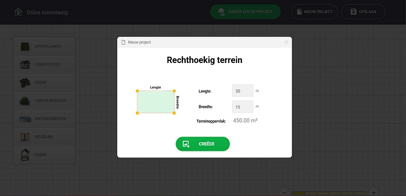 Definieer de perceelafmetingen